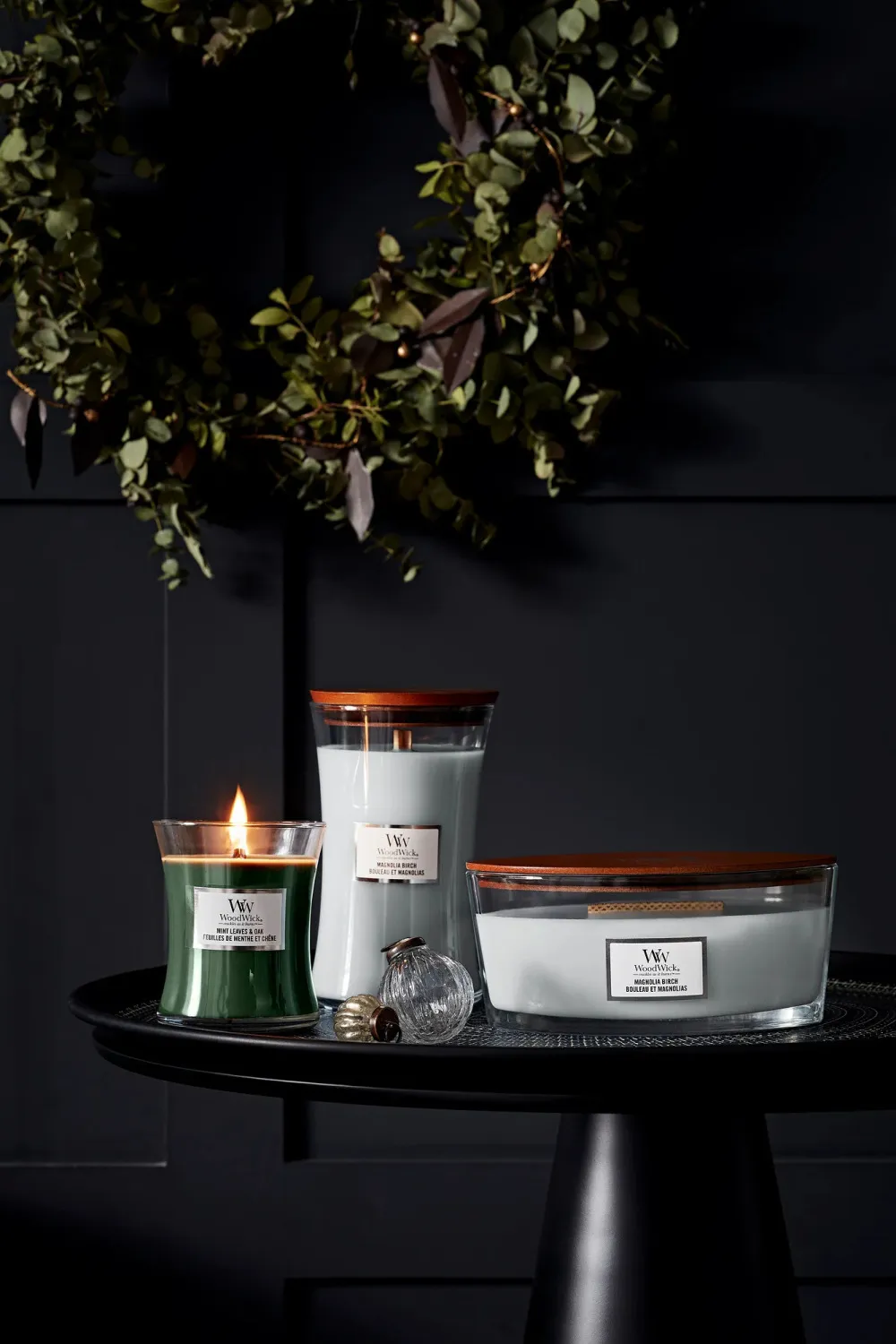 Vela perfumada WoodWick Magnolia Birch com pavio de madeira 453,6 g