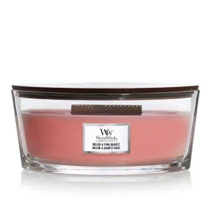Vela perfumada WoodWick Melon & Pink Quartz com pavio de madeira 453,6 g