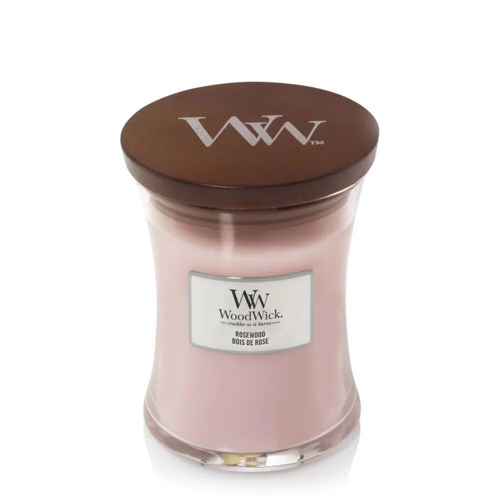 Vela perfumada WoodWick Rosewood com pavio de madeira 275 g