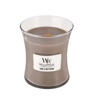 Vela perfumada WoodWick Sand & Driftwood com pavio de madeira 275 g