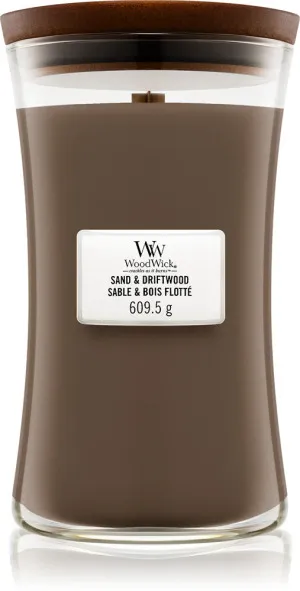 Vela perfumada WoodWick Sand & Driftwood com pavio de madeira 275 g