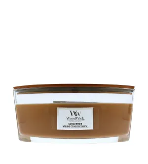 WoodWick Santal Myrrh vela perfumada com pavio de madeira 453,6 g