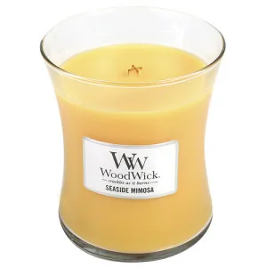 Vela perfumada WoodWick Seaside Mimosa com pavio de madeira 275 g