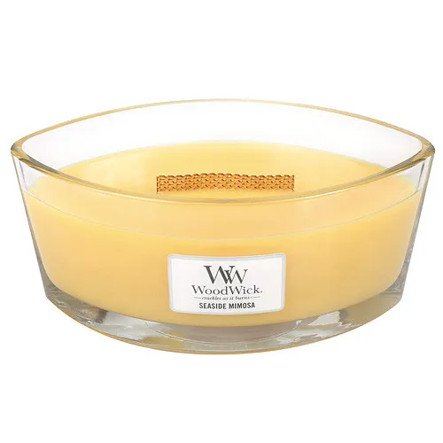 Vela perfumada WoodWick Seaside Mimosa com pavio de madeira 453,6 g