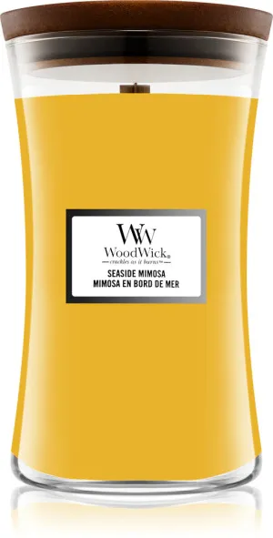 Vela perfumada WoodWick Seaside Mimosa com pavio de madeira 609,5 g