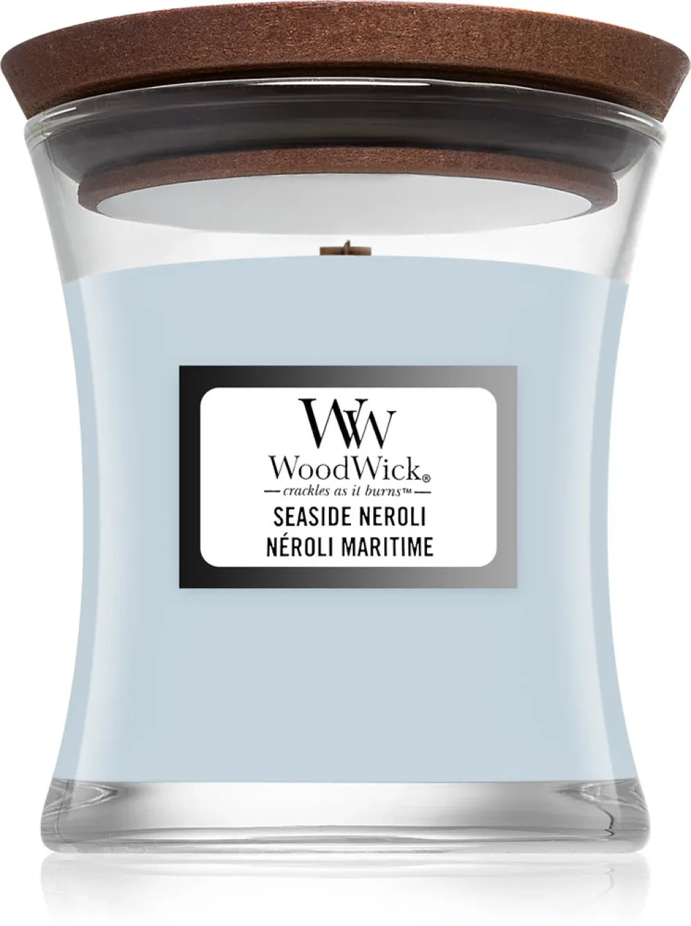 Vela perfumada WoodWick Seaside Neroli com pavio de madeira 609,5 g