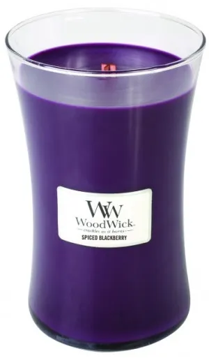 Vela perfumada WoodWick Spiced Blackberry com pavio de madeira 609,5 g