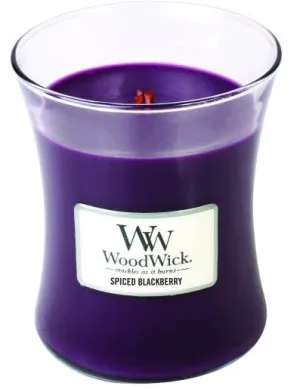 Vela perfumada WoodWick Spiced Blackberry com pavio de madeira para mulheres