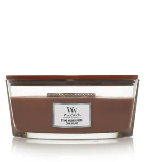 WoodWick Stone Washed Suede vela perfumada com pavio de madeira 453,6 g