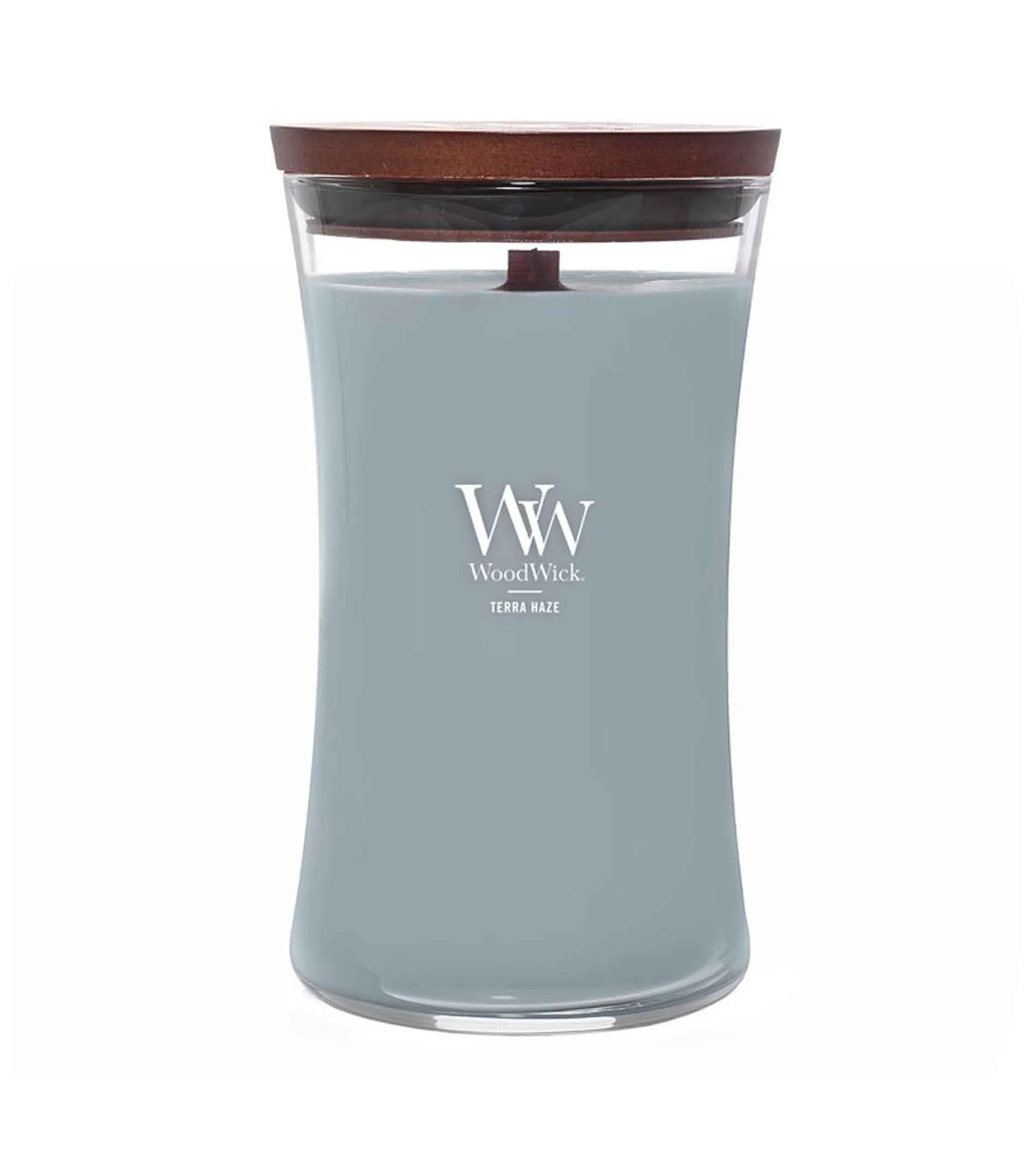 Vela perfumada WoodWick Terra Haze com pavio de madeira 609,5 g