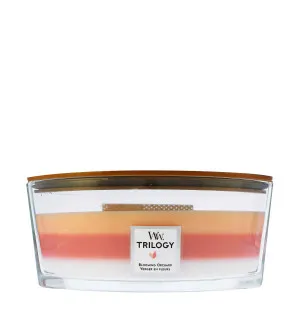 Vela perfumada WoodWick Trilogy Blooming Orchard com pavio de madeira 453,6 g