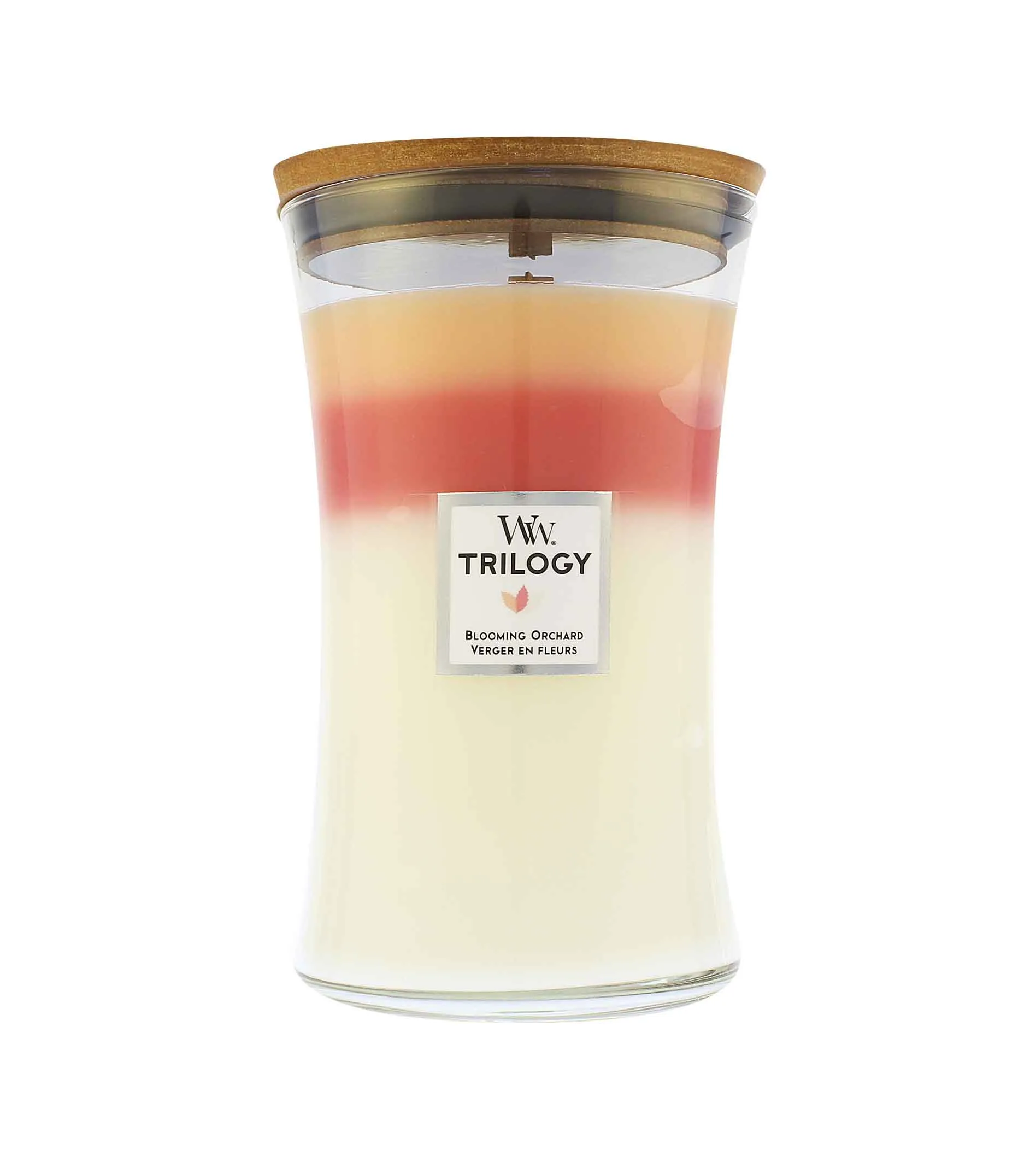 Vela aromática WoodWick Trilogy Blooming Orchard com pavio de madeira para homens