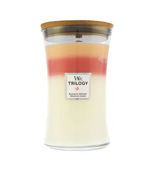 Vela perfumada WoodWick Trilogy Blooming Orchard com pavio de madeira 609 g