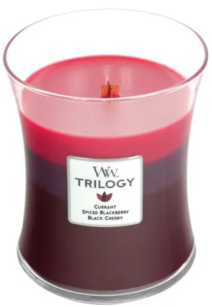 Vela perfumada WoodWick Trilogy Sun Ripened Berries com pavio de madeira para mulheres