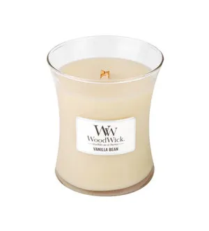 WoodWick Vanilla Bean vela perfumada com pavio de madeira 275 g