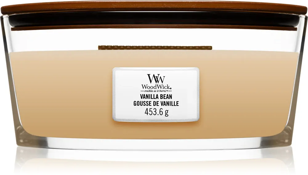 Vela perfumada WoodWick Vanilla Bean com pavio de madeira 453,6 g
