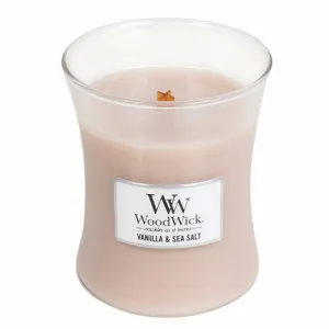 Vela perfumada WoodWick Vanilla & Sea Salt com pavio de madeira 275 g