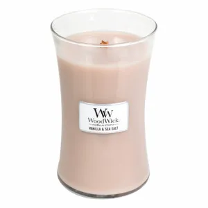 Vela perfumada WoodWick Vanilla & Sea Salt com pavio de madeira 609,5 g