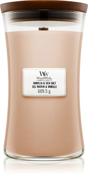 Vela perfumada WoodWick Vanilla & Sea Salt com pavio de madeira 609,5 g
