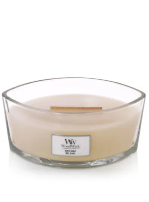 Vela perfumada WoodWick White Honey com pavio de madeira para homens
