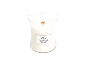 Vela perfumada WoodWick White Teak com pavio de madeira para mulheres