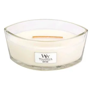 Vela perfumada WoodWick White Teak com pavio de madeira 453,6 g