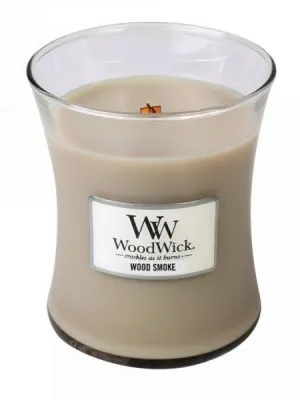 Vela perfumada WoodWick Wood Smoke com pavio de madeira 275 g