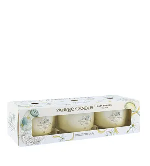 Yankee Candle Baby Powder vela votiva em vidro 3 x 37 g