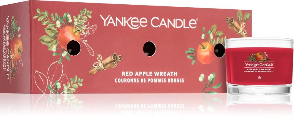 Red Apple Wreath vela votiva em vidro 3 x 37 g 3x37 g