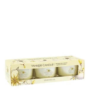 Yankee Candle Twinkling Lights vela votiva em vidro 3 x 37 g