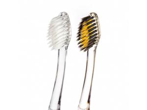 Escova de dentes com ouro e carvão ativado azul - média