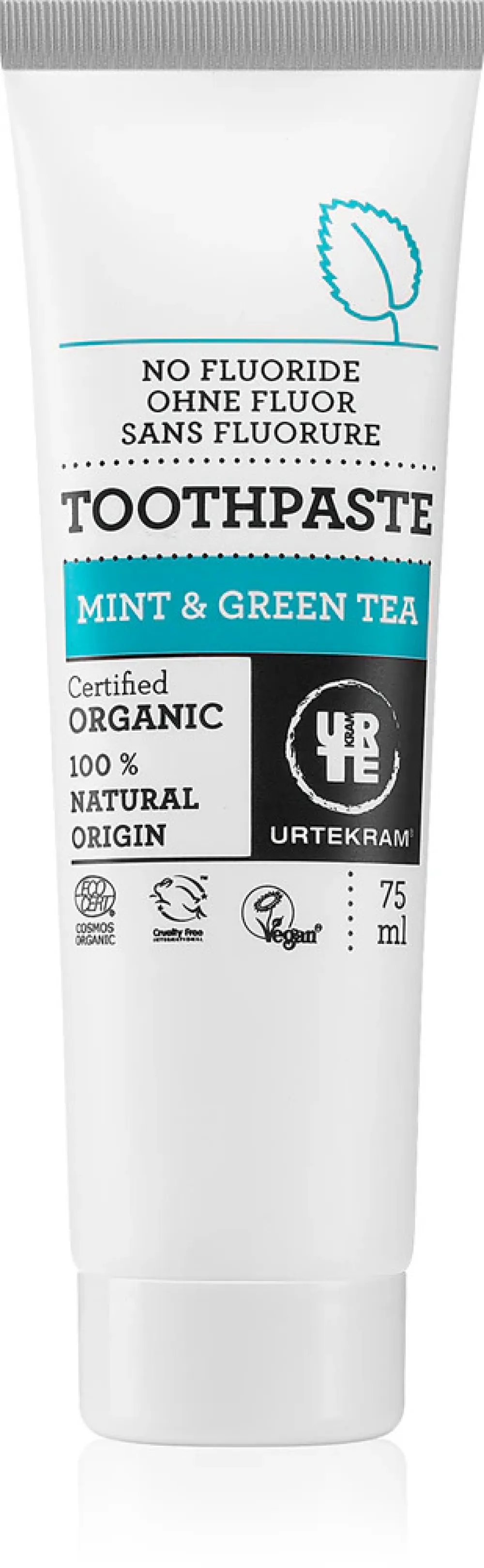 Urtekram Chá verde e pasta de dentes de menta 75ml BIO, VEG