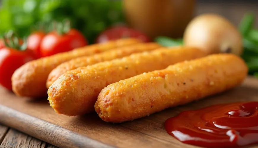 Corndog é uma comida da moda na mesa de casa para celebrações e piqueniques.