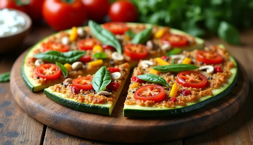 Pizza de abobrinha no prato e sorriso no rosto, isso qualquer um consegue fazer.
