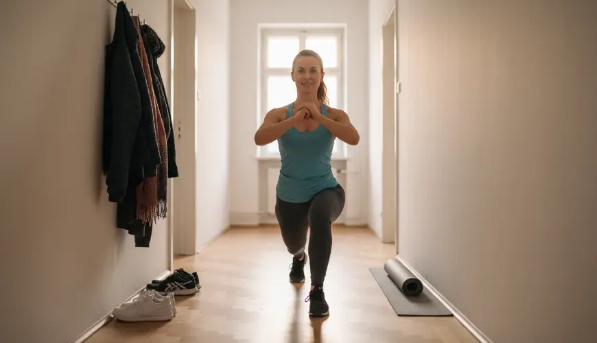 Exercícios no corredor funcionam melhor do que você imagina, mesmo em apartamentos pequenos
