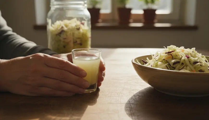 # Shot probiotický caseiro de suco de chucrute para cada dia