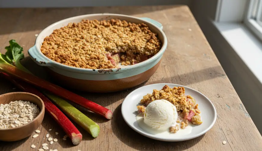 # Rebarborový crumble s ovesnou drobenkou nunca decepciona