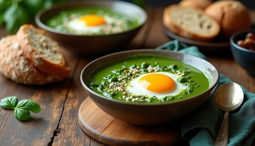 Sopa de espinafre como um almoço saudável que você vai adorar