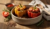 Čočkové ragú como recheio de pimentões gratinados