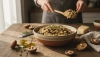 Salgado de aveia com cogumelos como alternativa saudável ao risoto