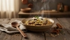 Aromático rizoto de cevada com cogumelos porcini da floresta
