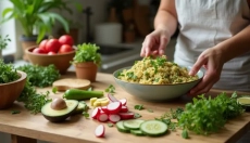 Uma salada de primavera que satisfaz é fácil de fazer quando você adiciona proteínas e gorduras boas