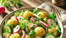 Experimente uma salada de batata de verão cheia de sabores frescos