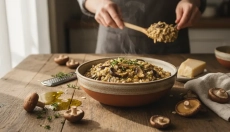 Salgado de aveia com cogumelos como alternativa saudável ao risoto
