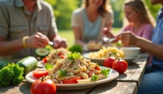 Uma salada de massa saudável com atum oferece uma ótima combinação de sabores e nutrição.