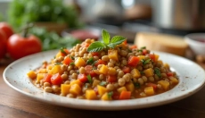 Ensopado de legumes com abobrinha para cozinhar ao ar livre no verão