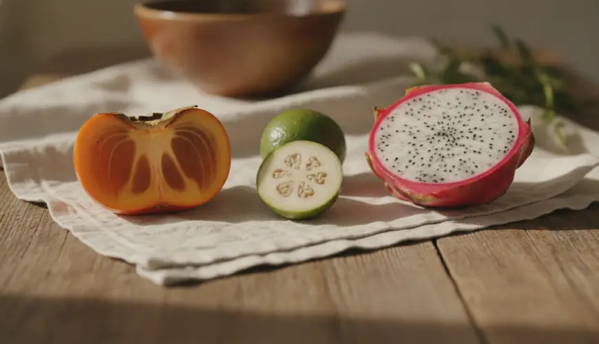 Experimente as frutas exóticas caqui, feijoa e pitaia