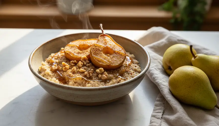 Vyzkoušejte sladkou kaši z quinoy s pečenými hruškami

---

Experimente o mingau doce de quinoa com 