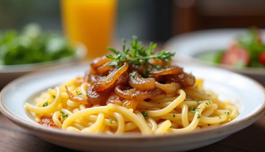 Experimente a atmosfera alpina com deliciosos Käsespätzle no prato.